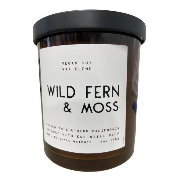Leoben Company Wild Fern & Moss Candle Vegan Soy Wax 9oz Scented 1 Wick Brown - Picture 1 of 6